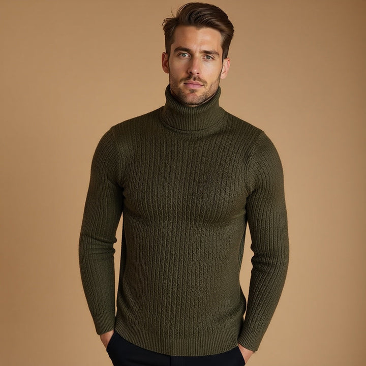 Men’s Cable Knit Turtleneck Sweater
