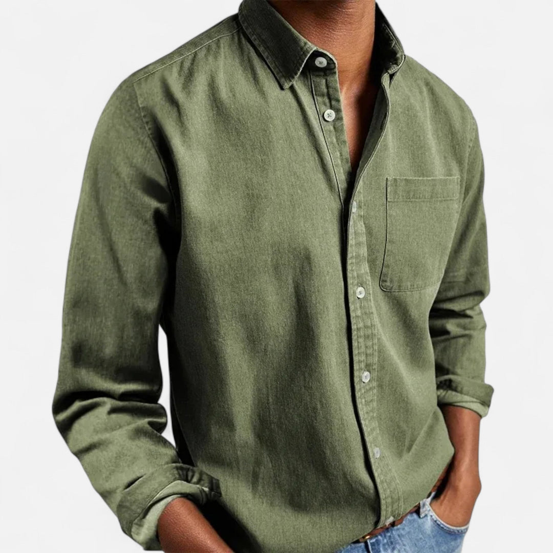 Solid Long Sleeve Button Shirt