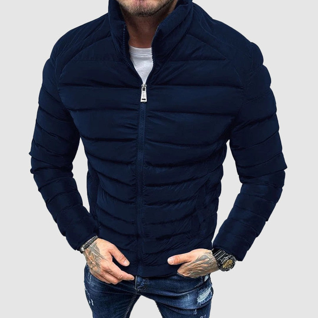 Ashgrove Mill - Quilted Puffer Jacket Horizontal Channels Stand Collar Zip Front