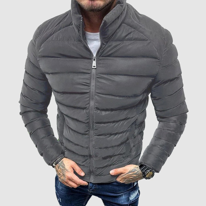 Ashgrove Mill - Quilted Puffer Jacket Horizontal Channels Stand Collar Zip Front
