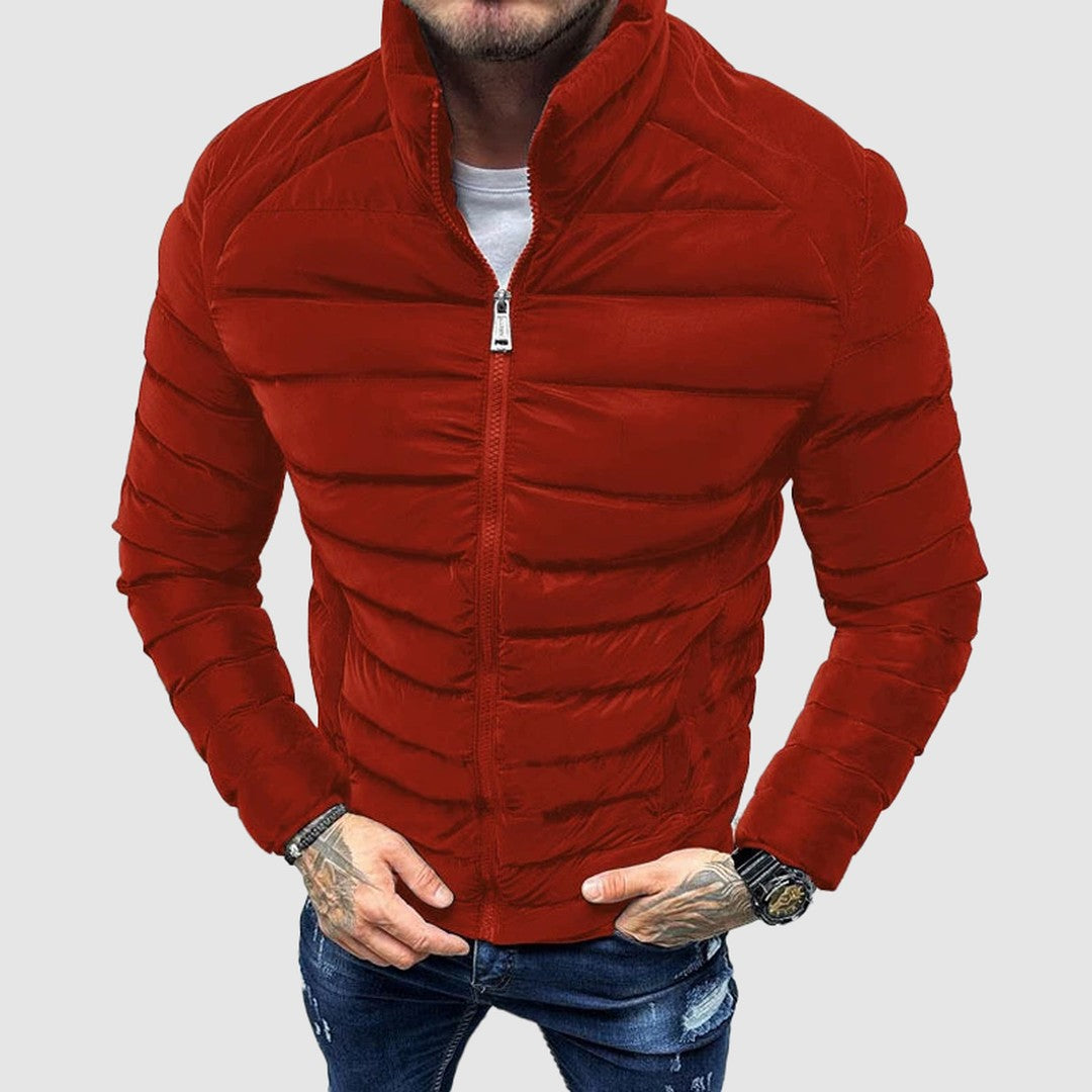 Ashgrove Mill - Quilted Puffer Jacket Horizontal Channels Stand Collar Zip Front