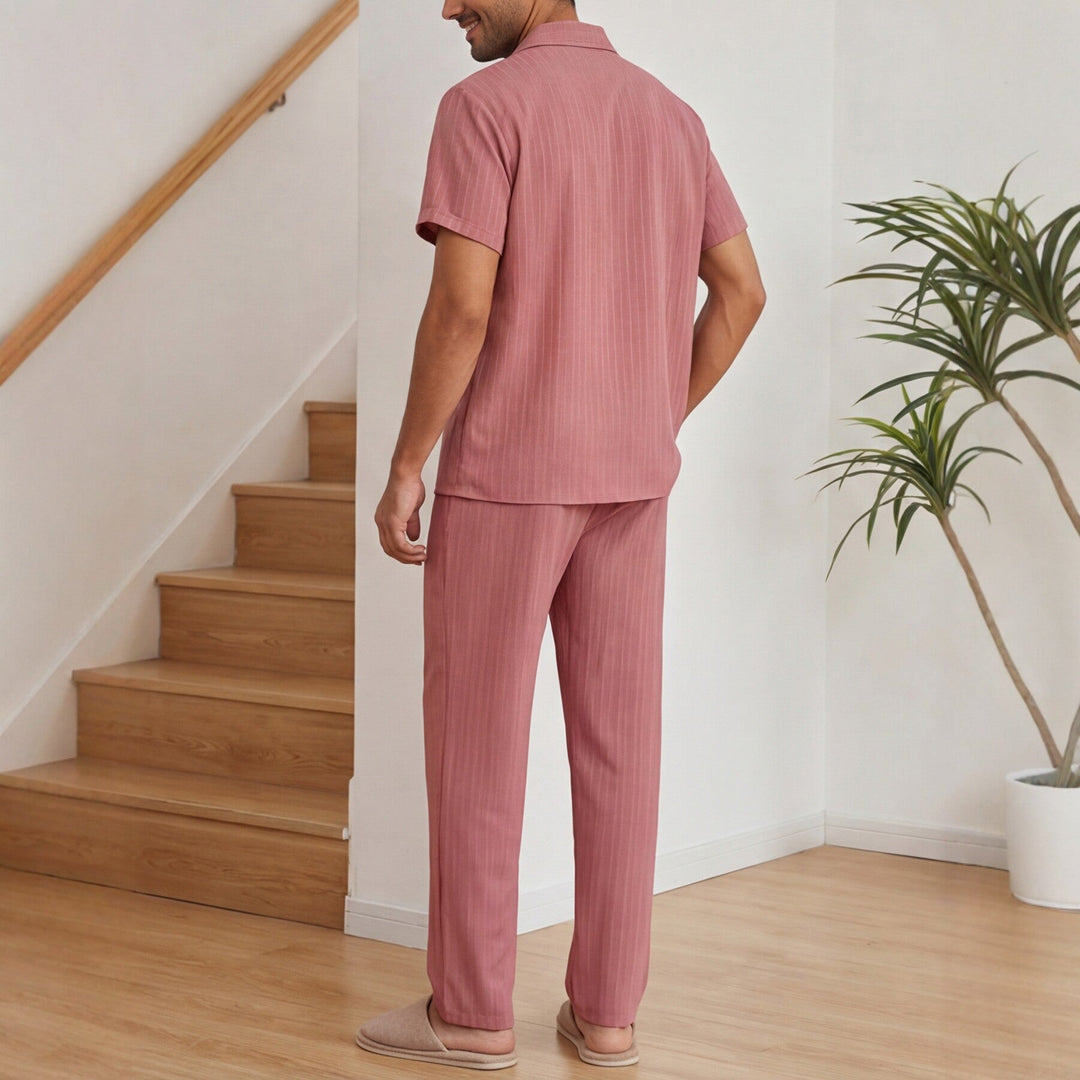 Striped Short Sleeve Shirt and Trousers Set
