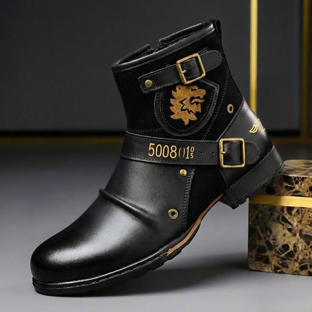 Mixed-Texture Vintage Boots