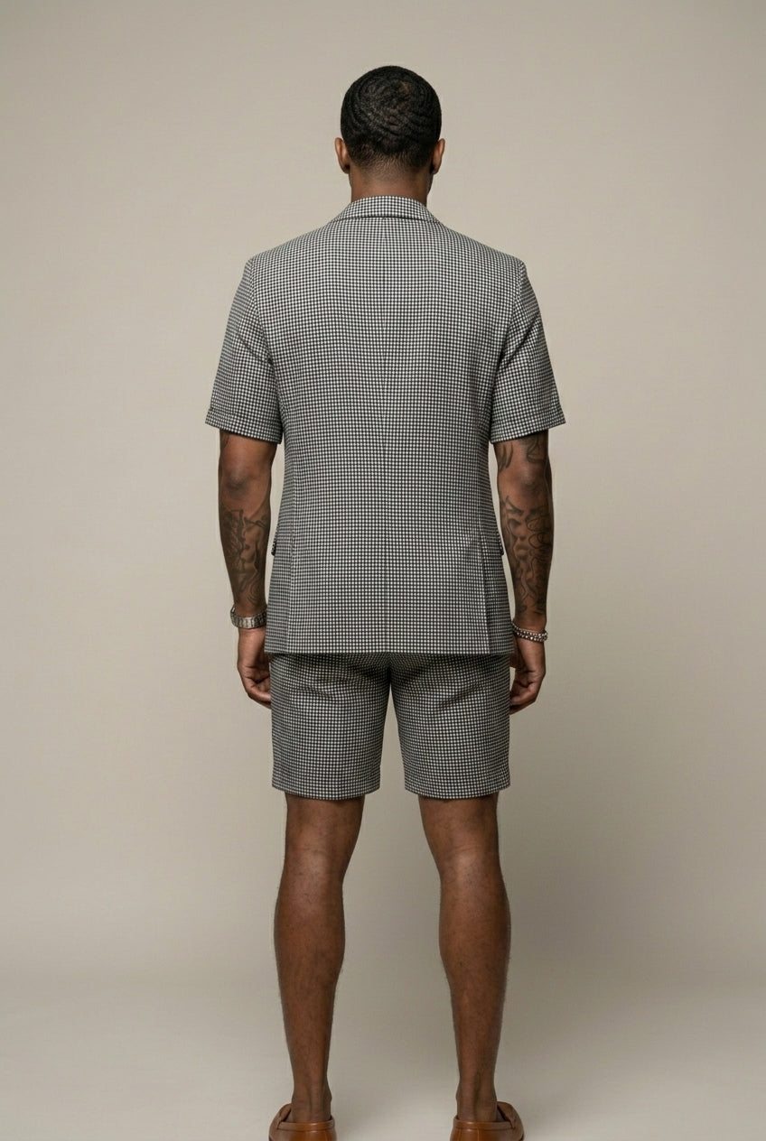 Check Short Sleeve Blazer and Shorts Set