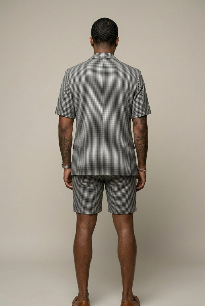 Check Short Sleeve Blazer and Shorts Set