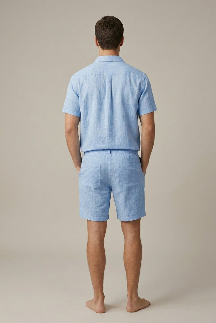 Short Sleeve Woven Shirt and Drawstring Shorts Set
