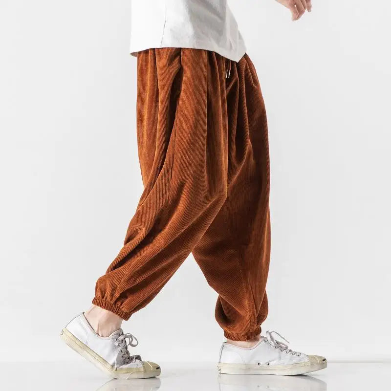 Wide-Wale Corduroy-Look Trousers