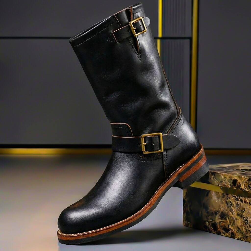 Retro Buckle Lace-Up Boots