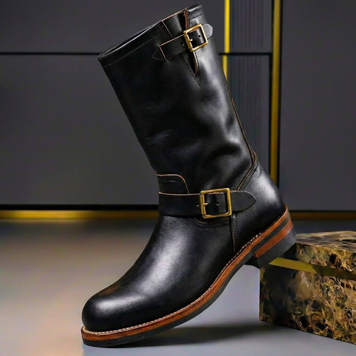 Retro Buckle Lace-Up Boots