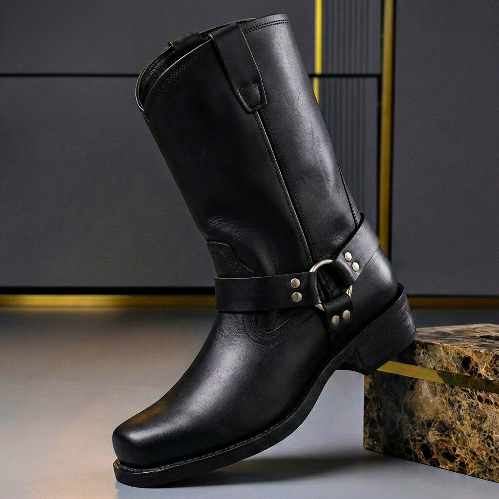 Vintage Leather-Look Lace-Up Boots