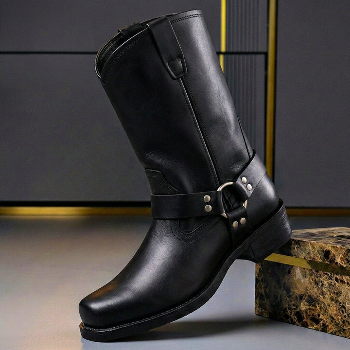 Vintage Leather-Look Lace-Up Boots