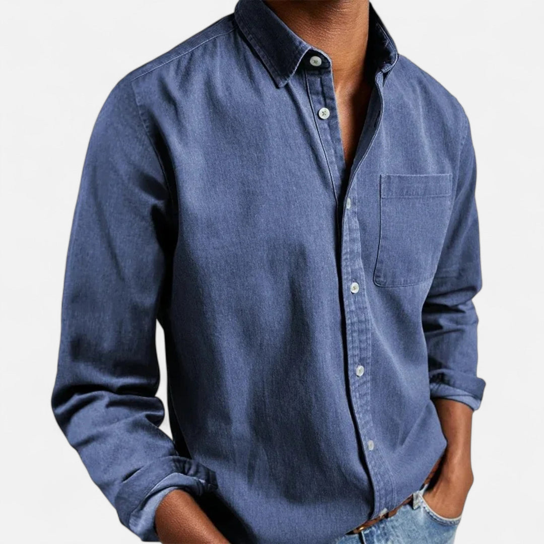 Solid Long Sleeve Button Shirt