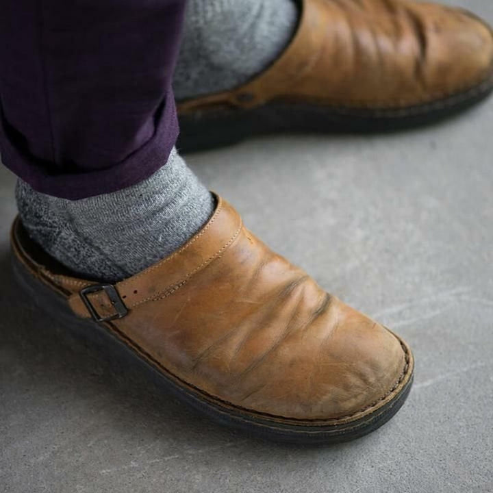Adjustable Leather-Look Clogs