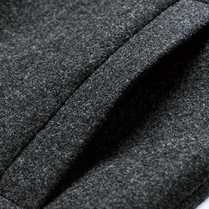 Burnhaven - Wool-Look Long Coat Double-Breasted Notch Lapel Flap Pockets