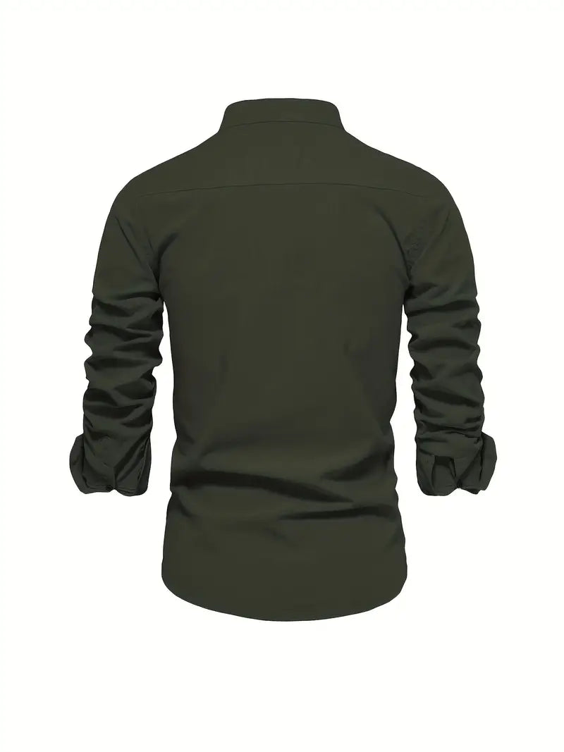 Stand Collar Button Front Shirt