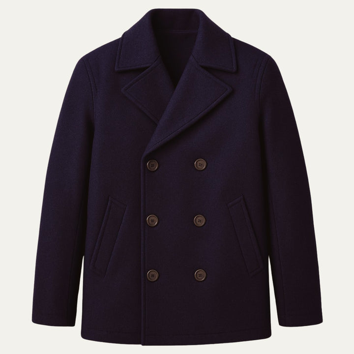 Calderwick - Wool-Look Peacoat Double-Breasted Wide Lapels Button Front
