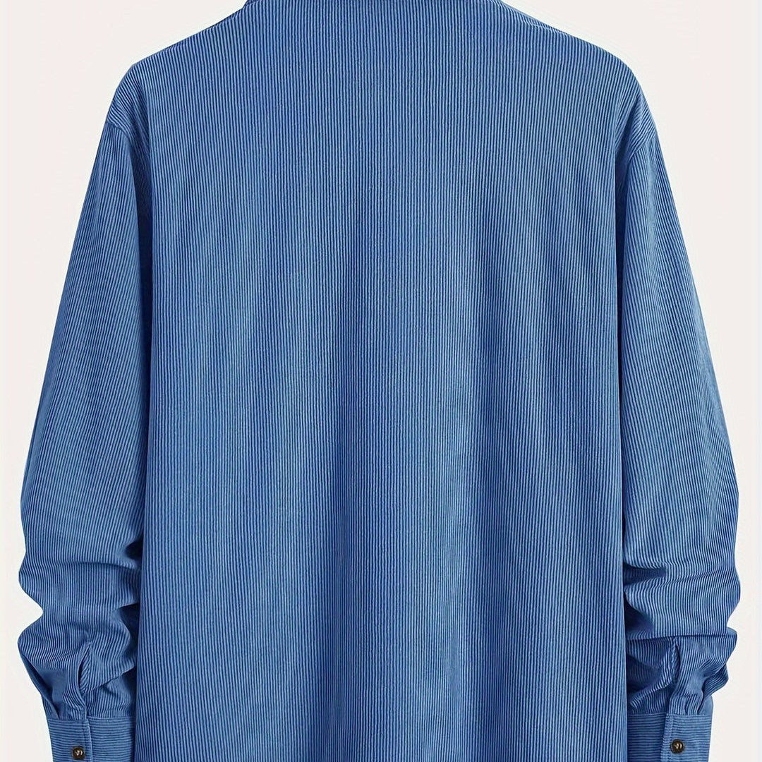 Corduroy button-front overshirt, back view