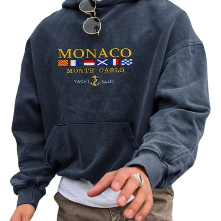 Crest detail pullover hoodie, front styled view