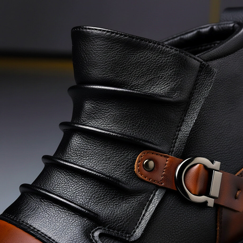 Vintage Leather-Look Ankle Boots