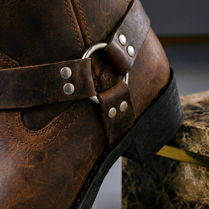 Vintage Leather-Look Lace-Up Boots