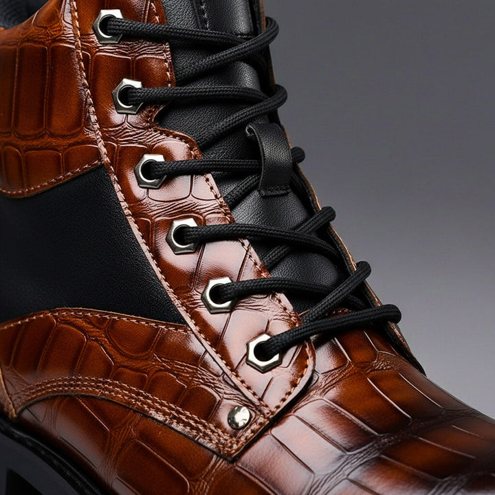 Textured Urban Lace-Up Boots