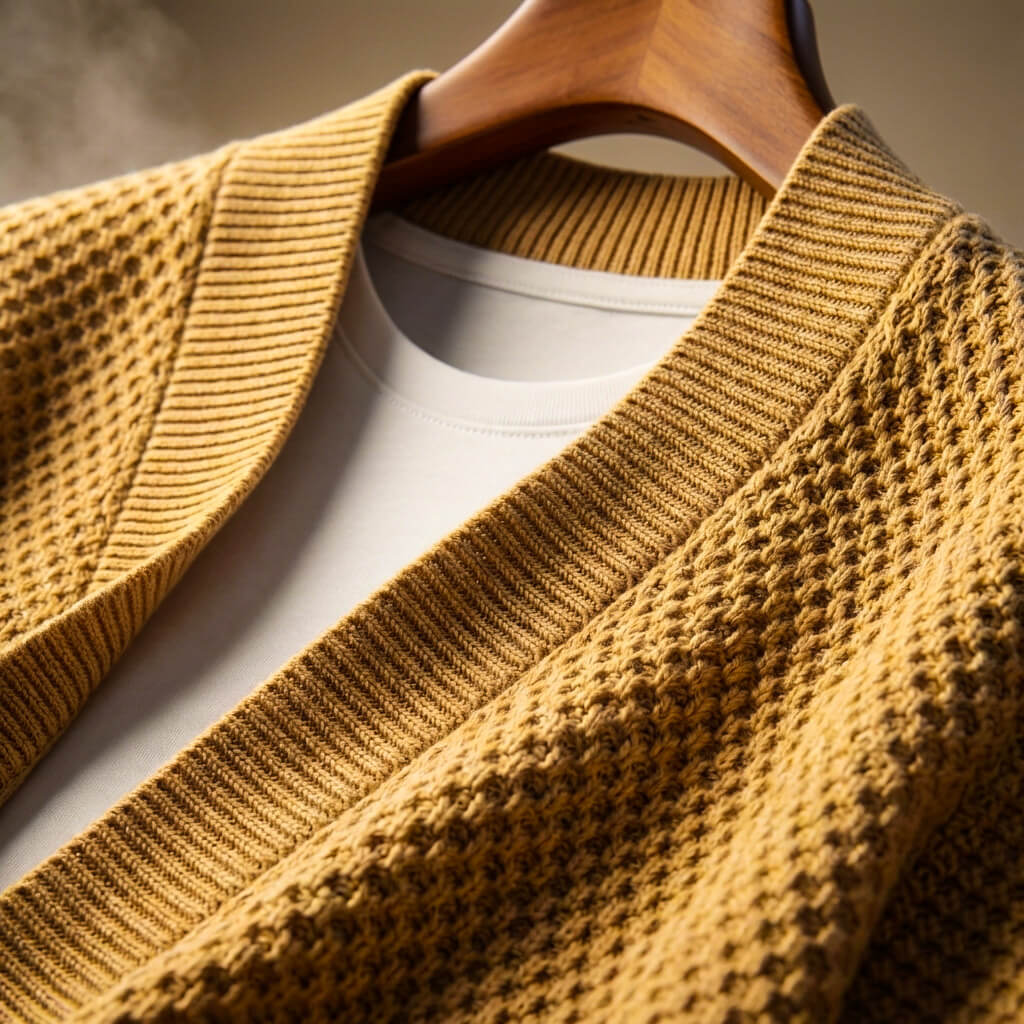 Men’s Honeycomb Knit woven-knit Cardigan
