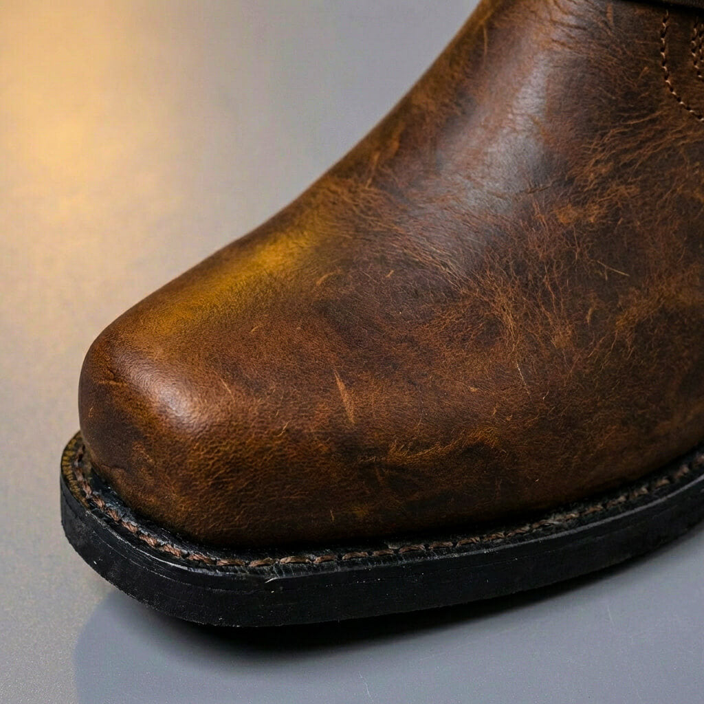 Vintage Leather-Look Lace-Up Boots