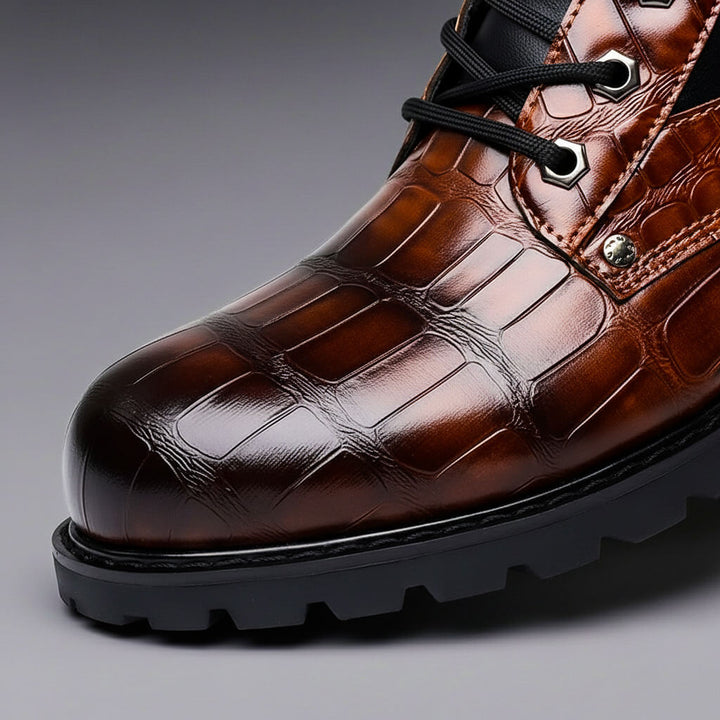 Textured Urban Lace-Up Boots