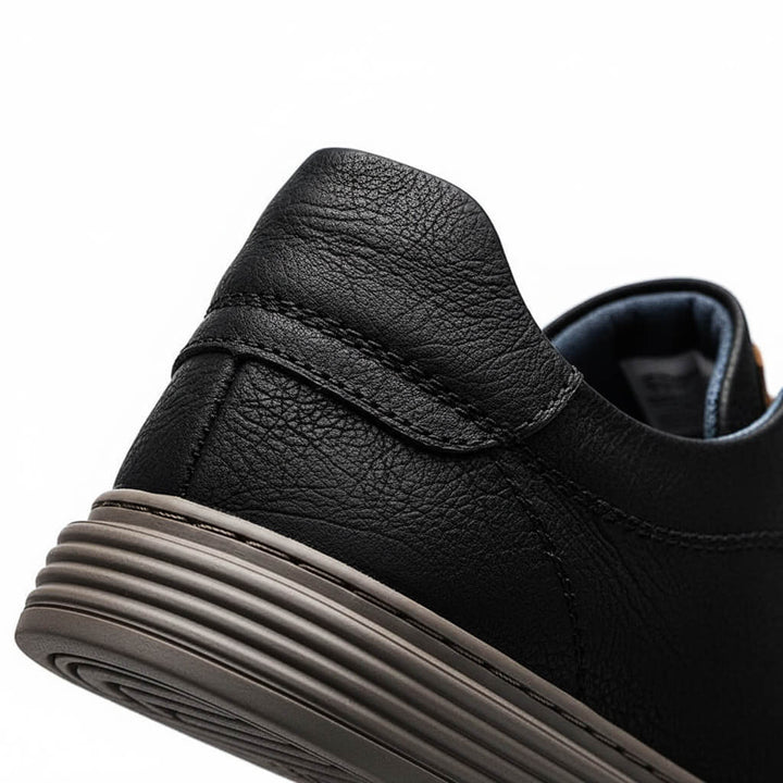 Textured Leather-Look Low-Top Sneakers