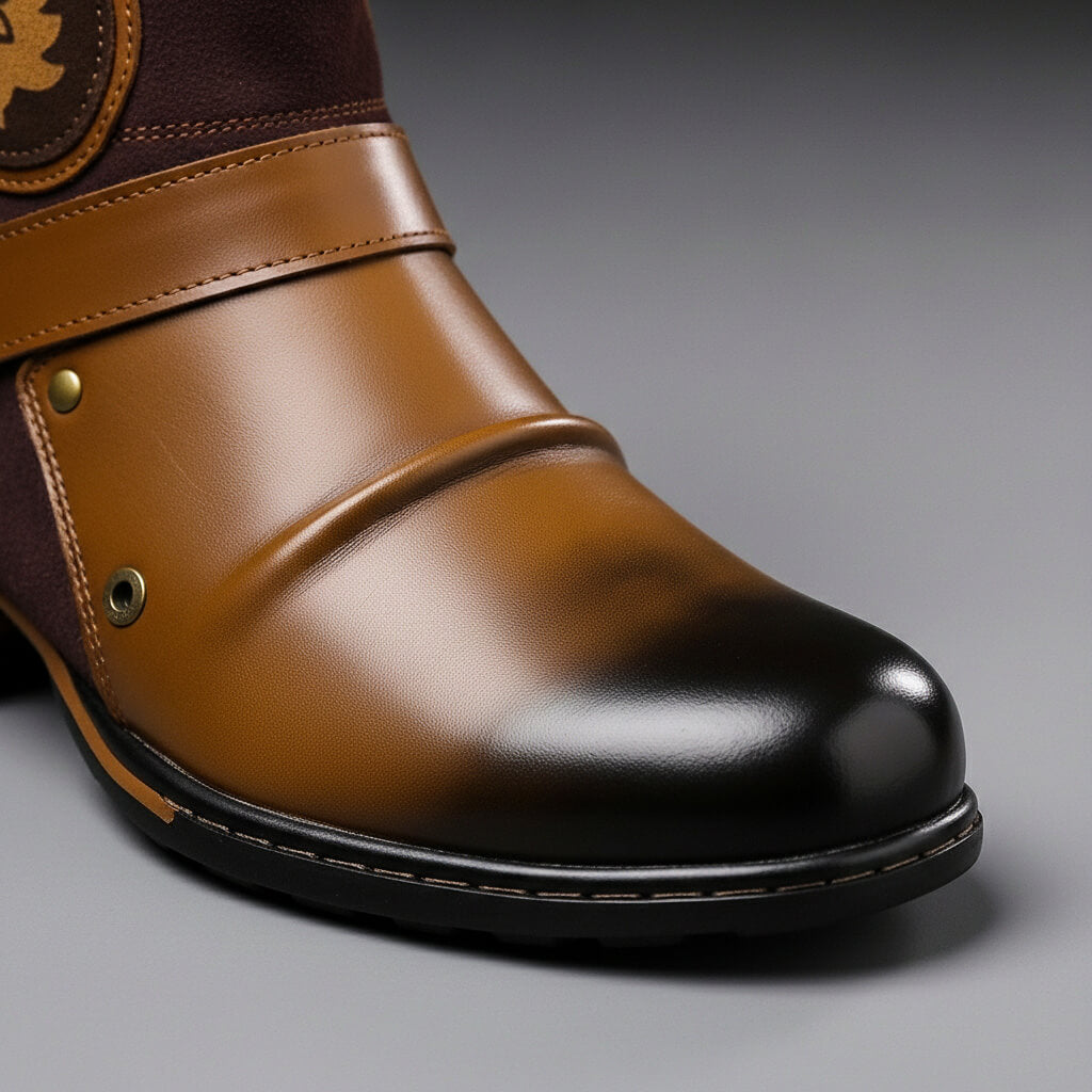 Mixed-Texture Vintage Boots