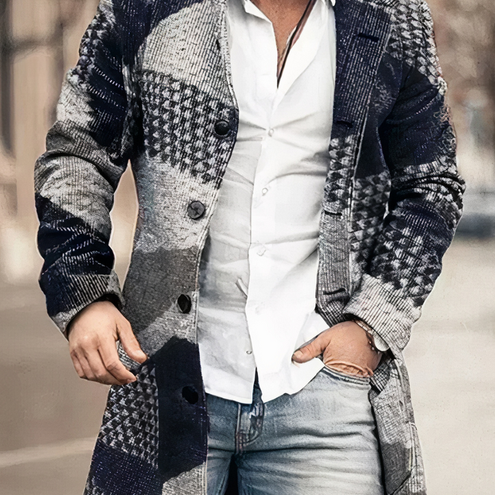 Daniël trenchcoat in patroon variant, vooraanzicht