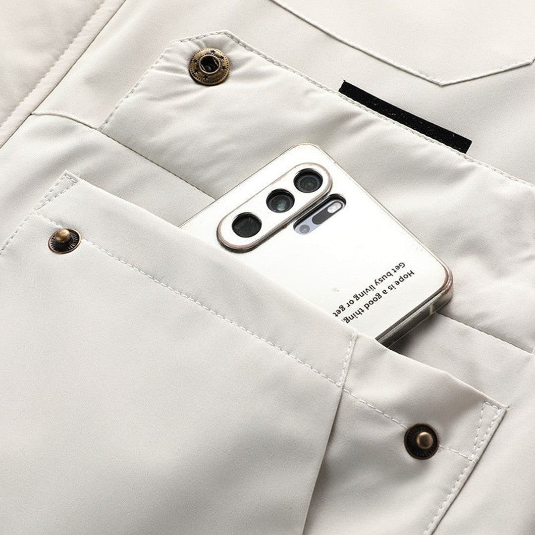 Detachable hood shell jacket, hood detail view