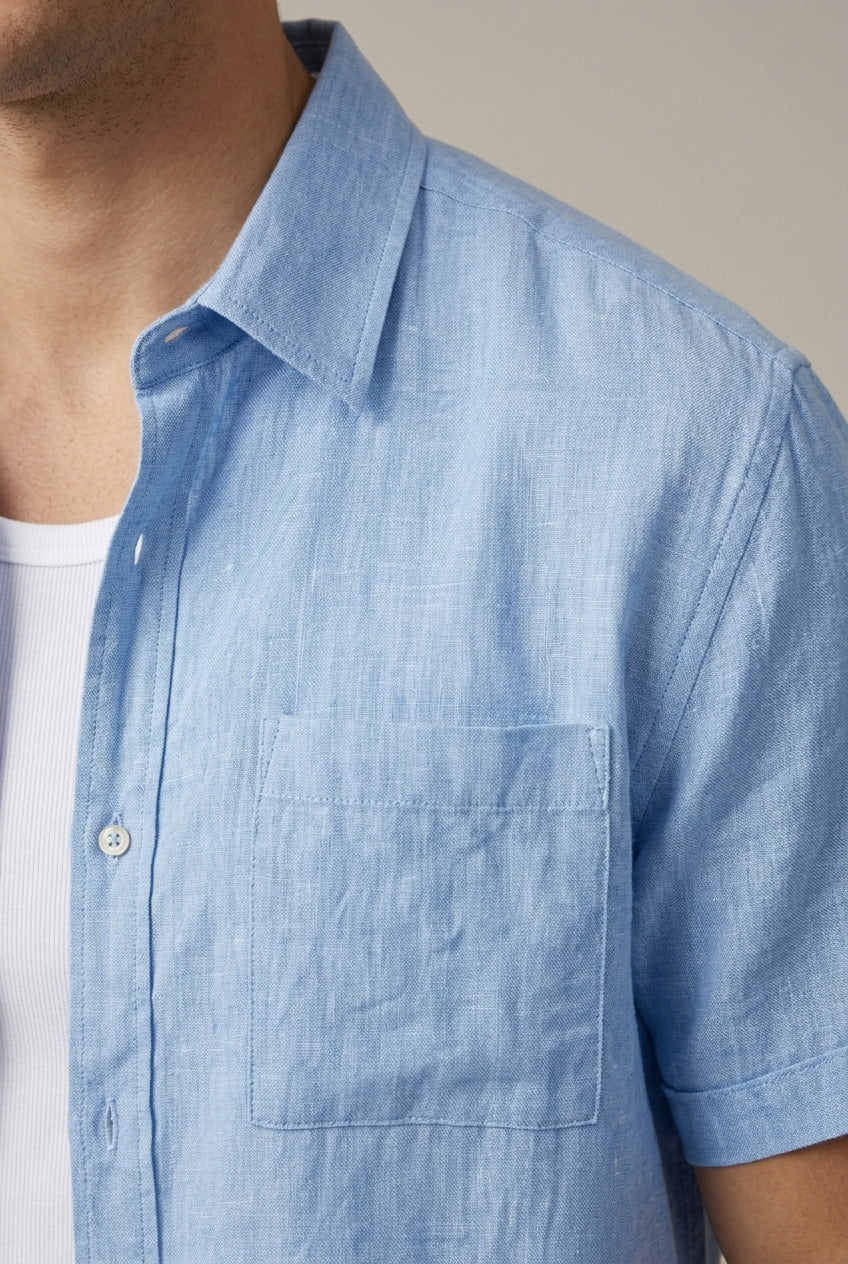 Short Sleeve Woven Shirt and Drawstring Shorts Set