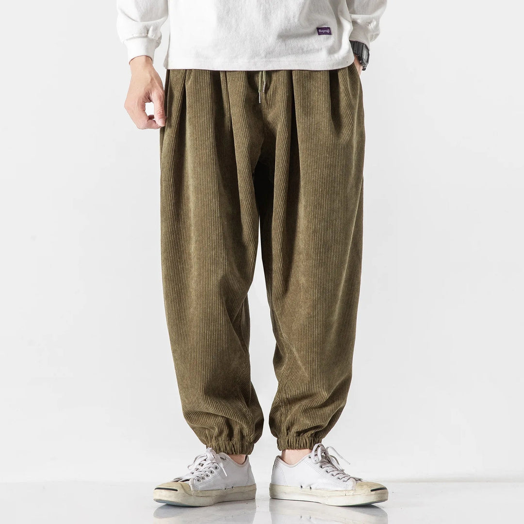 Wide-Wale Corduroy-Look Trousers