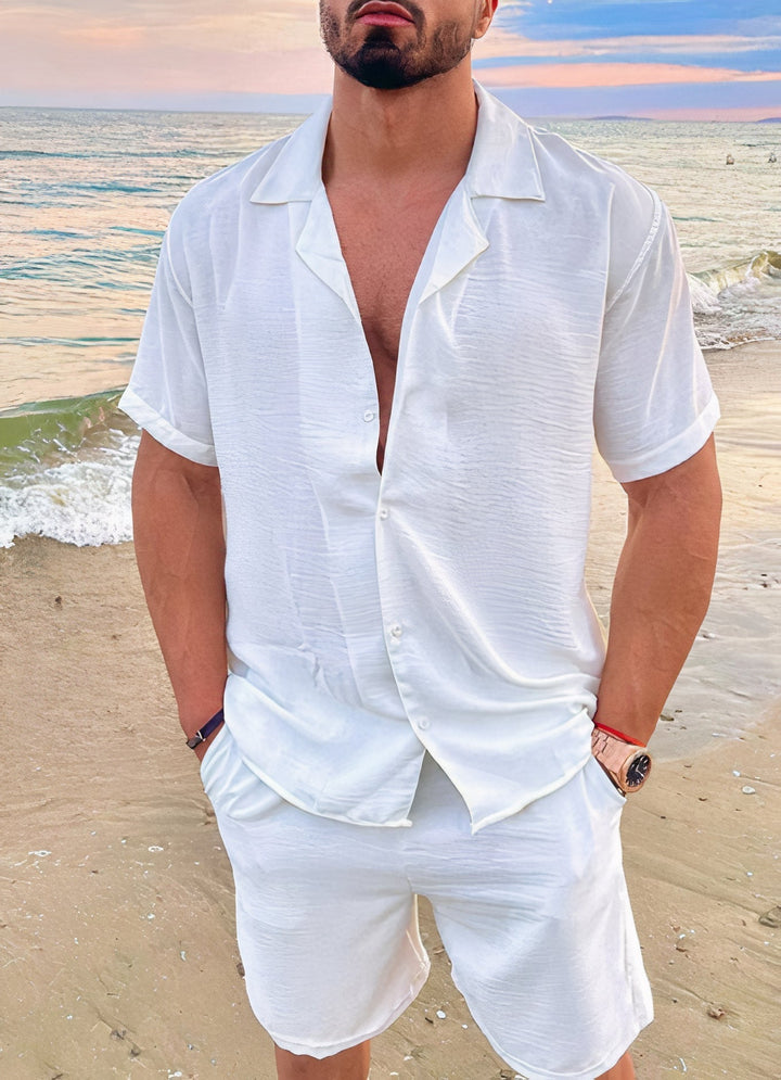 Button-Up Shirt and Shorts Set