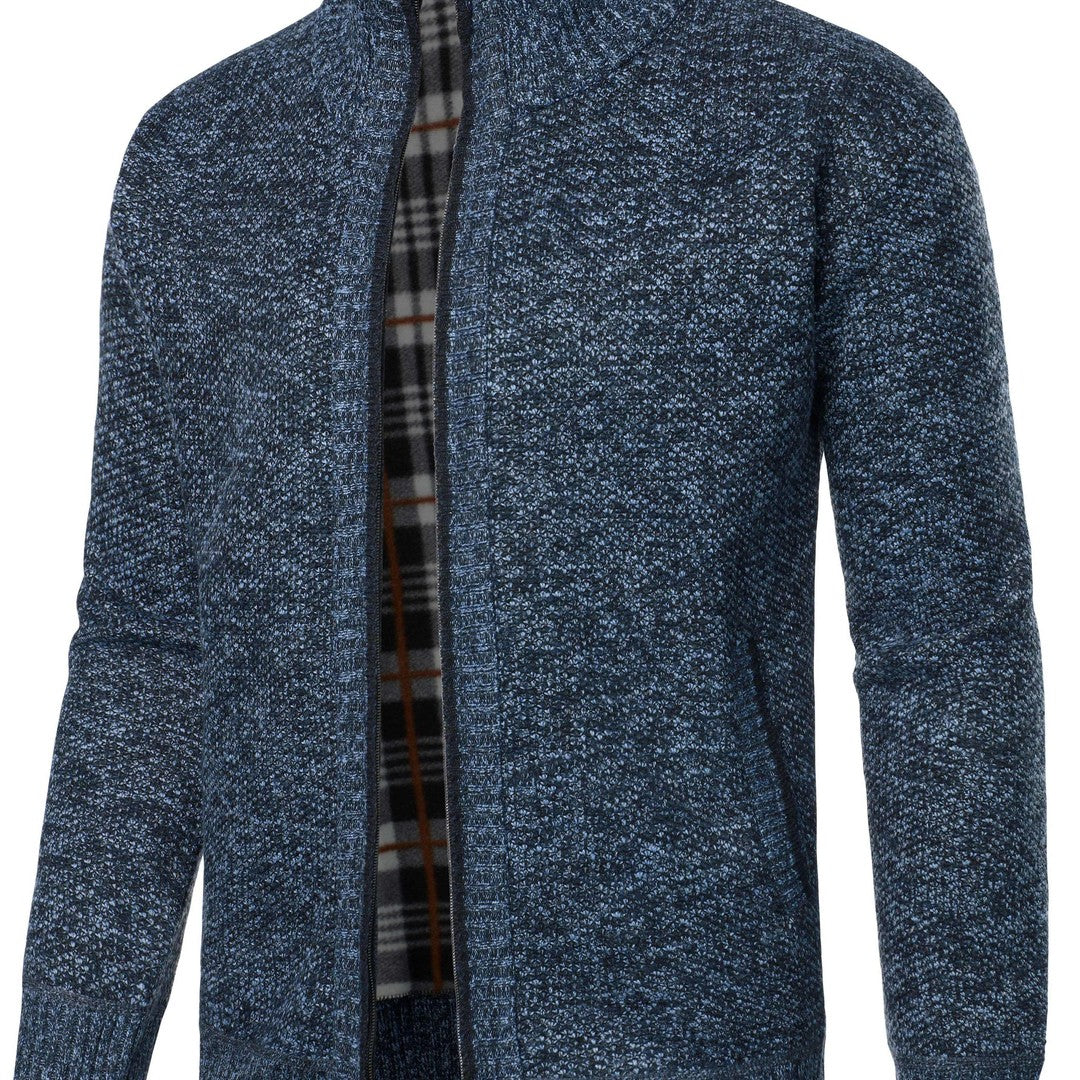 Fleece-Lined Zip-Up Cardigan