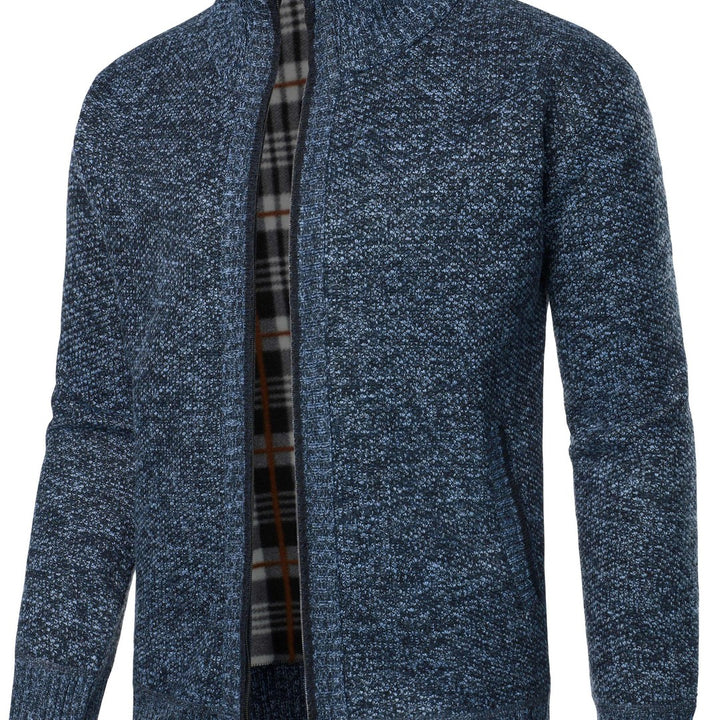 Fleece-Lined Zip-Up Cardigan