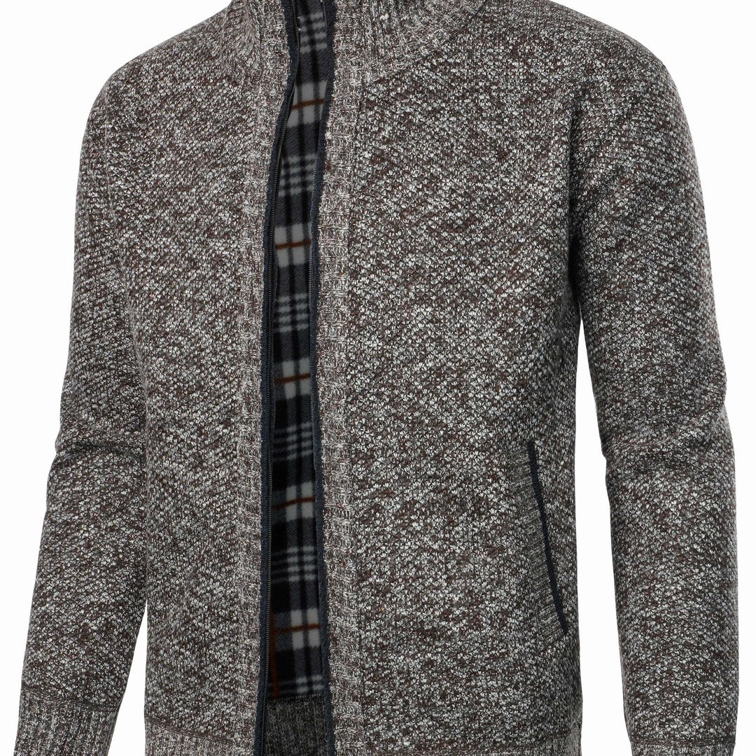 Fleece-Lined Zip-Up Cardigan