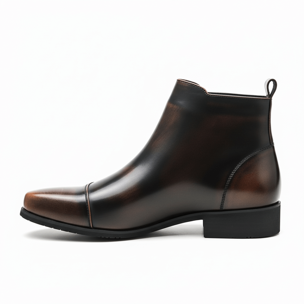 Leather-Look Dress Boots with Brogue Detail