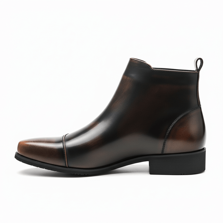 Leather-Look Dress Boots with Brogue Detail
