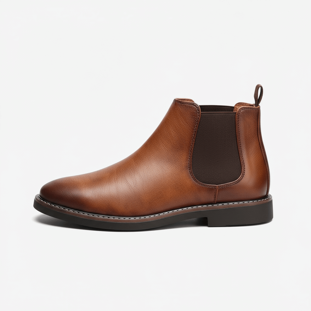 Smooth Leather-Look Chelsea Boots