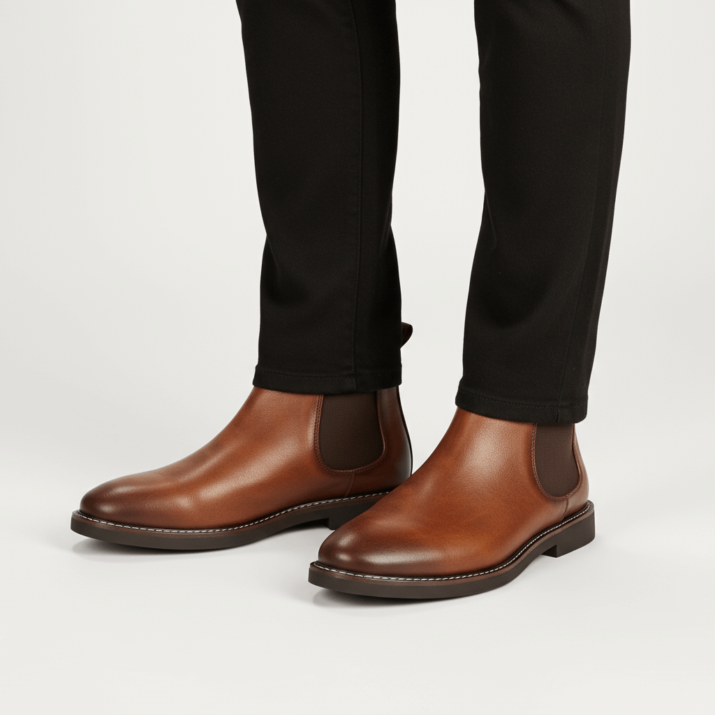 Smooth Leather-Look Chelsea Boots