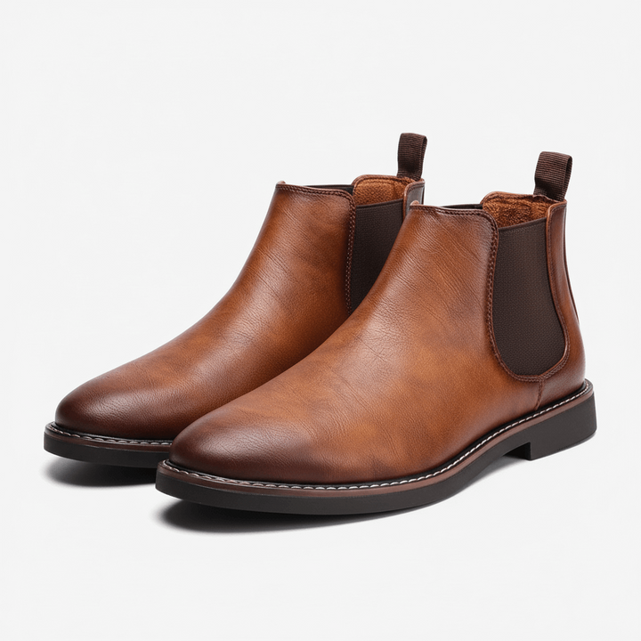 Smooth Leather-Look Chelsea Boots