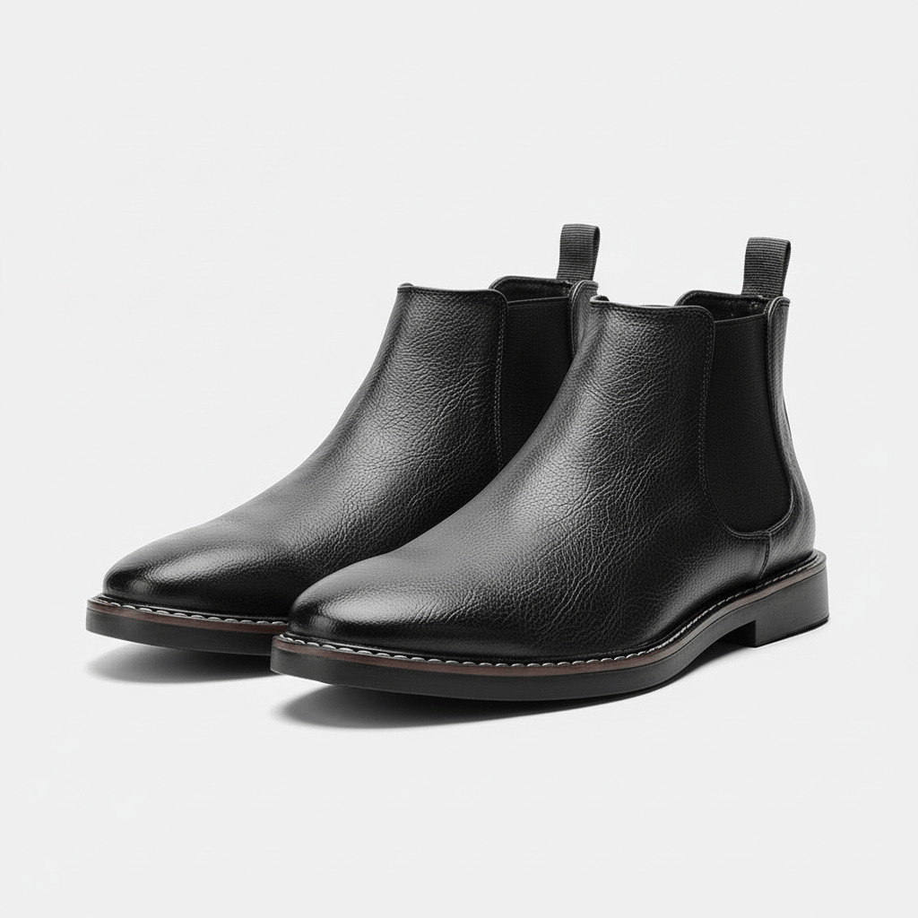Smooth Leather-Look Chelsea Boots