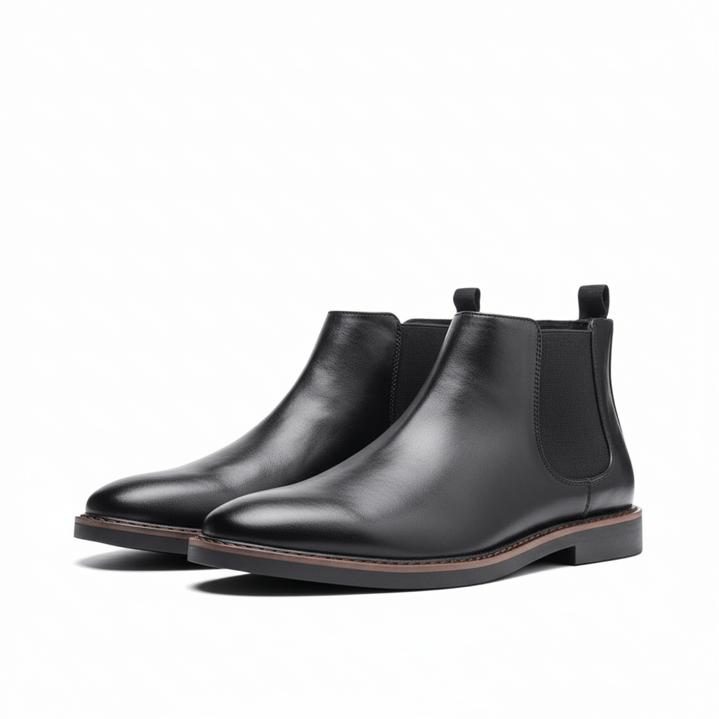 Smooth Leather-Look Chelsea Boots