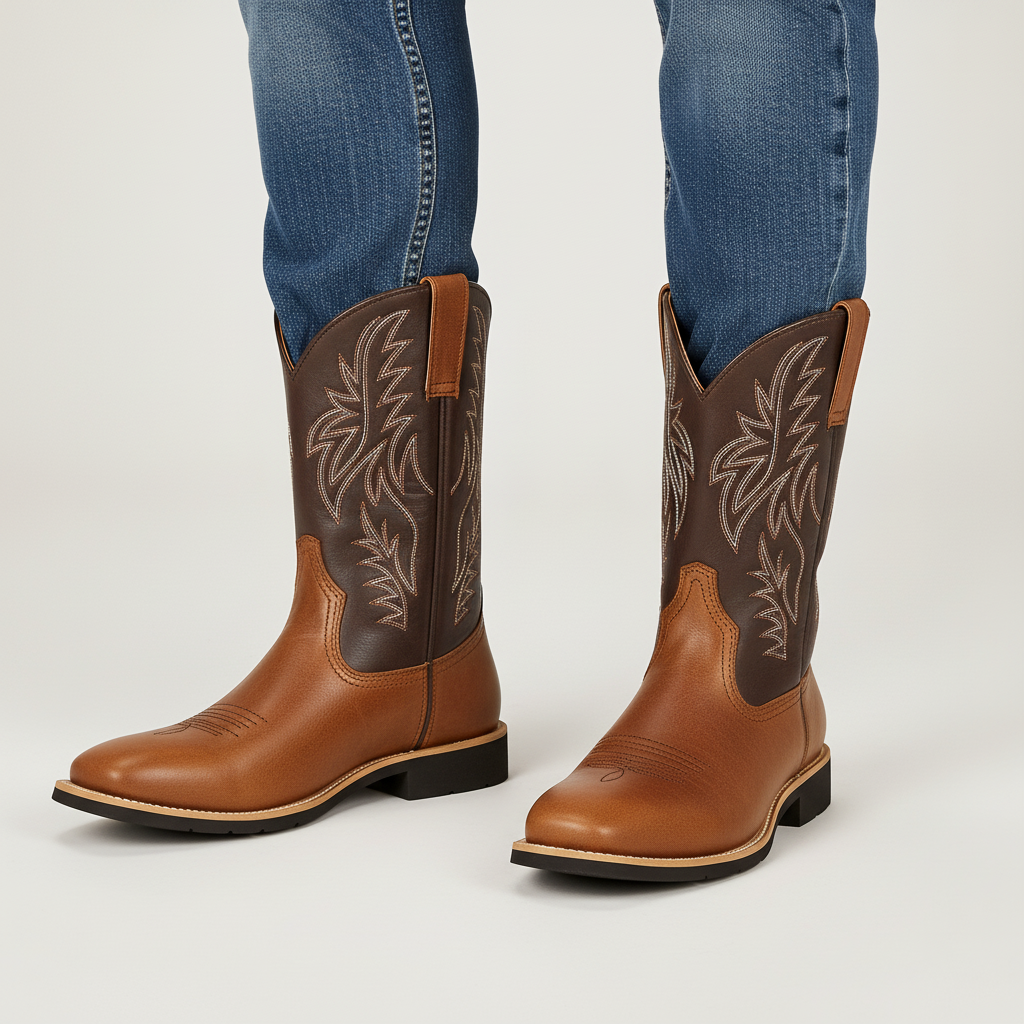 Leather-Look Western Roper Boots
