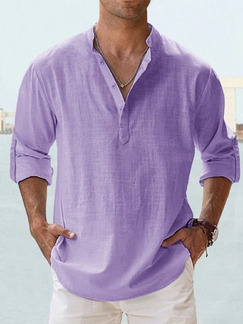 Quarter Button Linen-Look Shirt