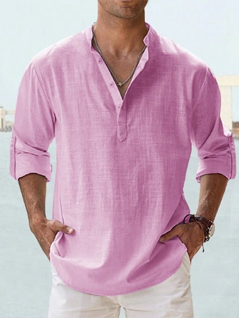 Quarter Button Linen-Look Shirt
