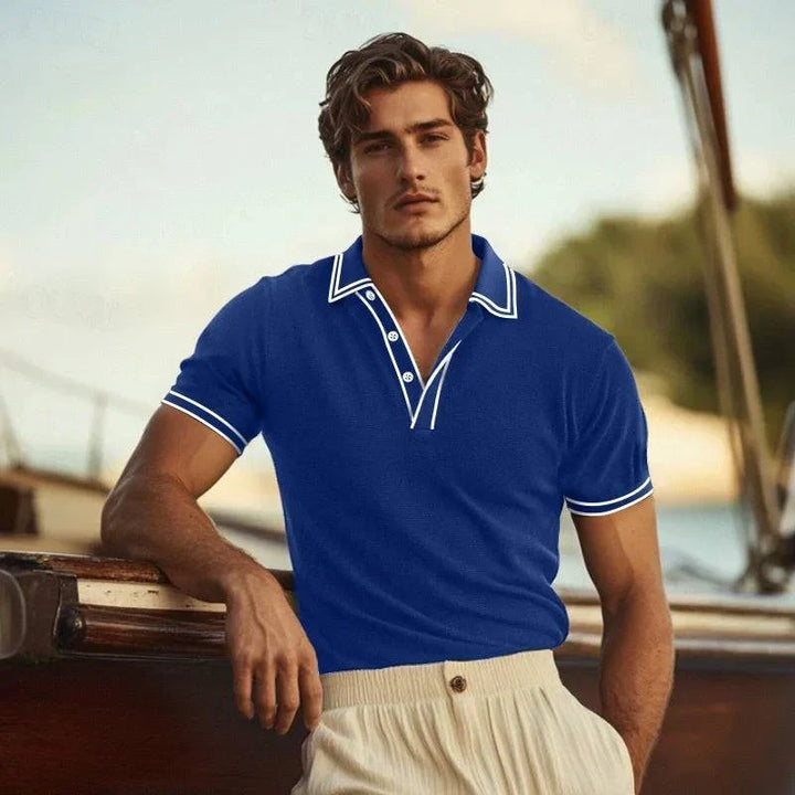 Contrast Trim Knit-Textured Polo