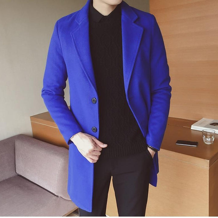 Grantley Court - Wool-Look Overcoat Single-Breasted Notch Lapel Button Front Longline